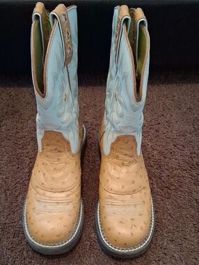 Ariat Two-Tone Light Blue and Tan Western Boots